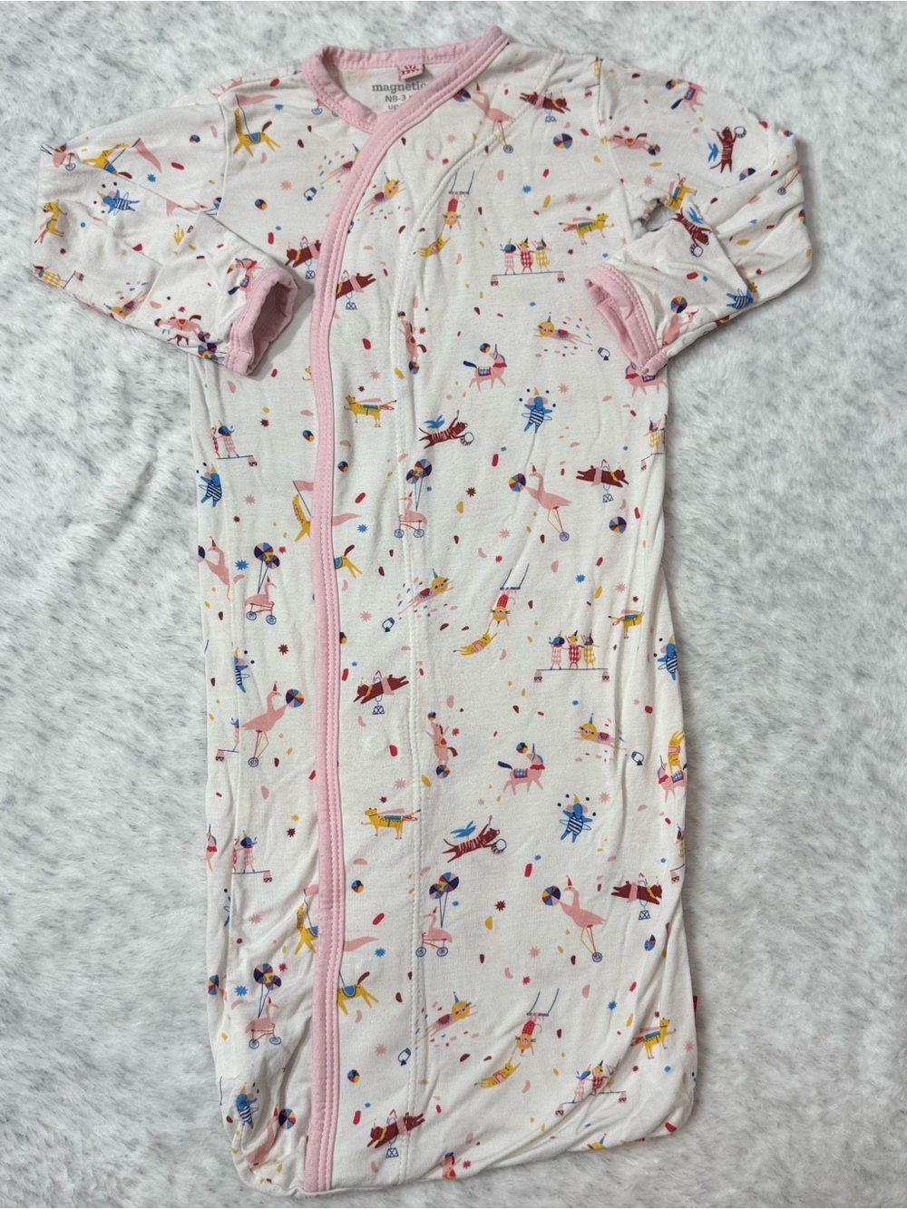 Magnetic Me Circus Animal Gown Newborn 3M Baby Modal Neutral Sleeper Carnival